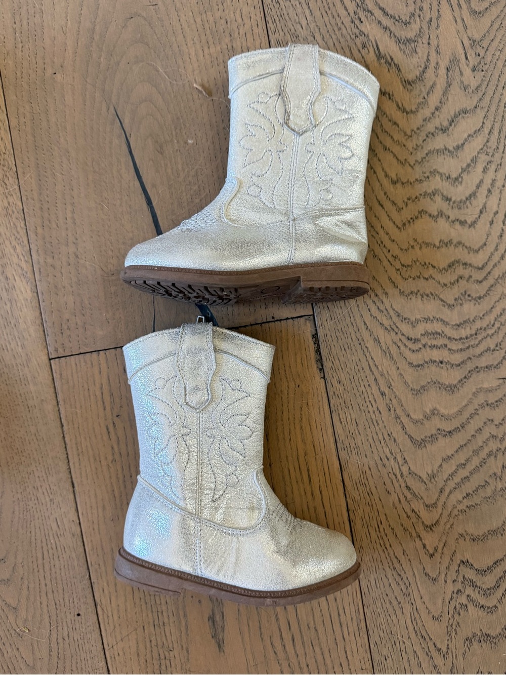 Laura Ashley Girls Silver Metallic Cowgirl Western Boots Size 6